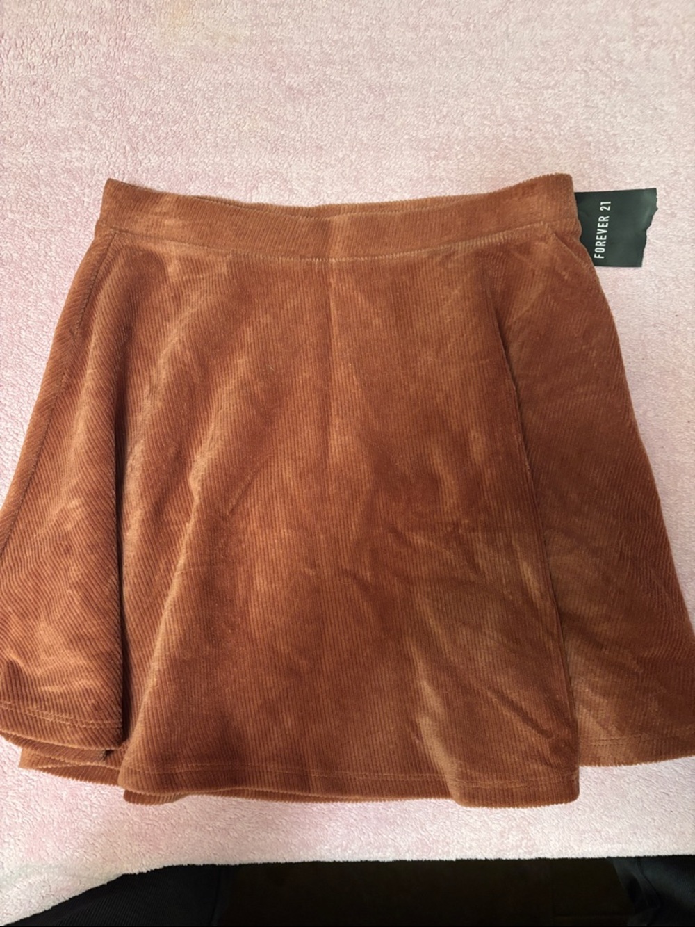 Forever 21 Rust Brown Corduroy Skater Mini Skirt